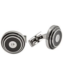 Picasso and Co Round Stainless Steel/Black Laquer Cufflinks