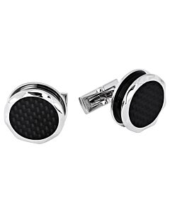 Picasso and Co Round Stainless Steel/Carbon Cufflinks