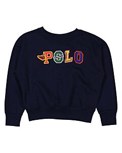 Polo Ralph Lauren Girls Navy Fleece Logo Sweatshirt, Size 5