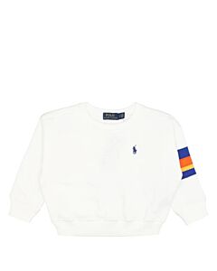 Polo Ralph Lauren Girls White Varsity Logo Polo Cotton Sweatshirt, Size 4/4T