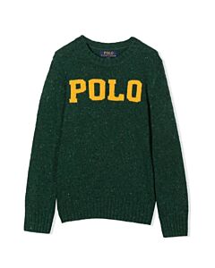 Polo Ralph Lauren Green Logo Intarsia-Knit Wool-Blend Sweater