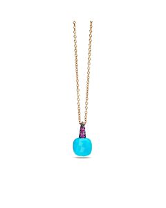 Pomellato Capri Necklace with Turquoise in 18kt rose gold with rubies