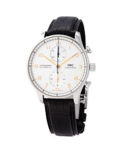 Men's Portugieser Chronograph (Alligator) Leather Silver-tone Dial Watch