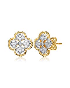 Rachel Glauber 14k Gold Plated And Cubic Zirconia Floral Stud Earrings