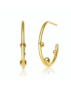 Rachel Glauber 14k Gold Plated Beaded Open Hoop Earrings