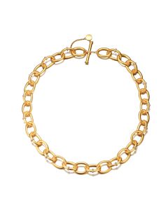 Rachel Glauber 14K Gold Plated Cubic Zirconia Chain Necklace