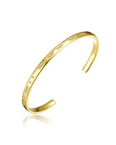 Rachel Glauber 14K Gold Plated Cubic Zirconia Cuff Bracelet