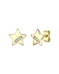 Rachel Glauber 14k Gold Plated with Cubic Zirconia Lucky Star Stud Earrings
