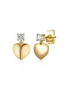 Rachel Glauber 14k Yellow Gold Plated Cubic Zirconia Heart Dangle Earrings