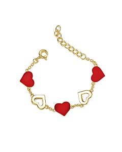 Rachel Glauber 14k Yellow Gold Plated Forever Heart Toddler Bracelet, Adjustable in Length, 1-6yrs