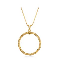 Rachel Glauber 14k Yellow Gold Plated Twisted Rope Eternity Wreath Halo Box Chain Necklace
