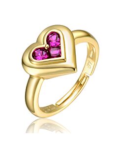 Rachel Glauber 14k Yellow Gold Plated with Amethyst Cubic Zirconia Cluster Heart Halo Promise Ring