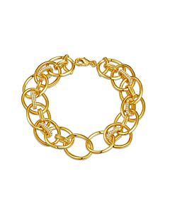 Rachel Glauber 14k Yellow Gold Plated with Cubic Zirconia Double Entwined Cable Chain Bracelet