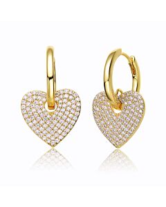 Rachel Glauber 14k Yellow Gold Plated with Cubic Zirconia Heart Dangle Infinity Hoop Drop Earrings