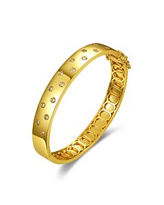 Rachel Glauber 14k Yellow Gold Plated with Cubic Zirconia Starry Sky Bangle Bracelet