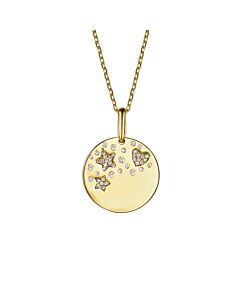 Rachel Glauber Children's 14k Gold Plated with Cubic Zirconia Heart & Lucky Star Galaxy Medallion Pendant Necklace