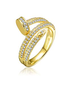 Rachel Glauber Gold Plated with Cubic Zirconia Ring