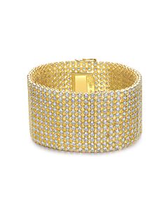 Rachel Glauber Megan Walford 14K Yellow Gold Plated Sterling Silver with Diamond Cubic Zirconia Lux Mesh Link Bracelet