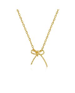 Rachel Glauber Megan Walford Children's 14k Gold Plated Mini Ribbon Bow-Tie Gift Pendant Necklace