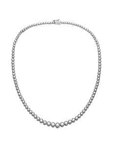 Rachel Glauber Megan Walford White Gold Plated with Cubic Zirconia Graduated-Size Tennis Chain Anniversary Necklace