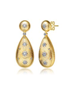 Rachel Glauber Rhodium And 14k Gold Plated Cubic Zirconia Drop Earrings