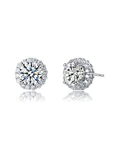 Rachel Glauber White Gold Plated Cubic Zirconia Round Earrings
