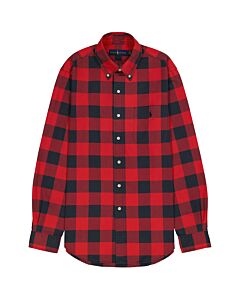 Ralph Lauren Red / Black Custom Fit Button Down Check Oxford Shirt