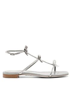 Rene Caovilla Caterina Crystal T-Strap Flat Sandals