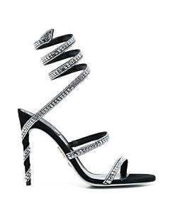 Rene Caovilla Ladies Black Satin/Crystal Strass Margot Embellished Sandals, Brand Size 37 ( US Size 7 )