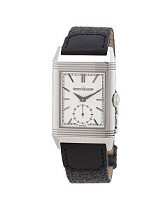 Reverso Tribute Calfskin Leather Silver Dial Watch