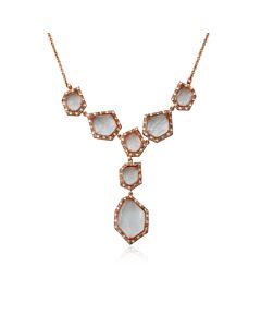 Riccova City Lights Rose Gold Plated Cubic Zirconia & Faceted Glass Dangle Center Chain Necklace/ Brass