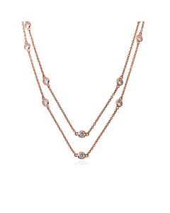 Riccova Retro Rose Gold  Plated Cubic Zirconia By The Yard 60" Chain Necklace