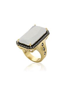Riccova Sand Stone 14k Gold Plated Cz Detailed Clear Sand Stone Statement Ring