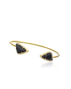 Riccova Sand Stone Satin 14k Gold Plated Snake Bangle Accented With Blue Sand Stone Ends