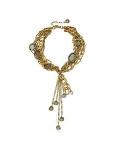 Riccova Sliced Glass 14K Gold Plated Multiple Chains & Sliced Glass Elaborate Necklace
