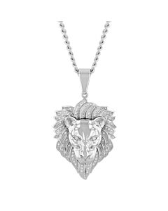 Robert Alton 1/3CTW Diamond Stainless Steel Lion Pendant