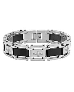 Robert Alton 1/4CTW Diamond Stainless Steel Two-Tone Men's Cross Link Bracelet