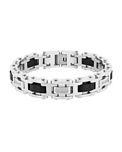 Robert Alton 1/5CTW Diamond Stainless Steel With Forged Carbon Fiber Men's Link Bracelet