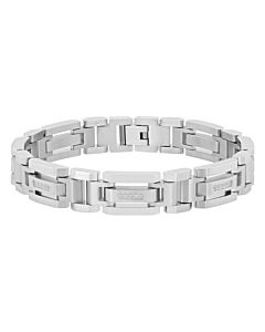 Robert Alton 1/6CTW Diamond Stainless Steel Men's H-Link Bracelet