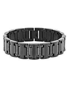 Robert Alton 1CTW Black Diamond Stainless Steel With Black Finish Men's Link Bracelet