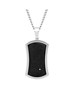 Robert Alton Diamond Accent Stainless Steel with Black & White Finish Dog Tag Pendant