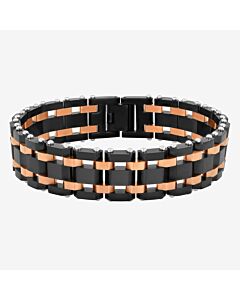 Robert Alton Stainless Steel Black & Brown Men's Link Bracelet