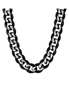 Robert Alton Stainless Steel Black & White Beveled Curb Link Chain