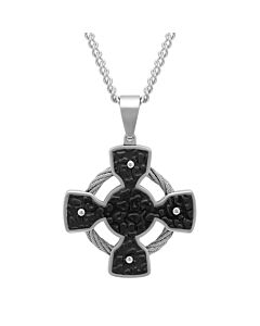 Robert Alton Stainless Steel Black & White Iron Cross Pendant