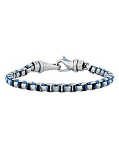 Robert Alton Stainless Steel White and Blue Box Men’s Link Bracelet