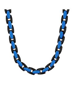Robert Alton Stainless Steel with Black & Blue Finish Curb Link Chain