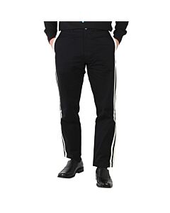 Roberto Cavalli Black Straight Leg Striped Cotton Trousers