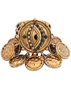 Roberto Cavalli Ladies Antique Gold Tone Eye Pendant Ring