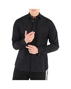 Roberto Cavalli Men's Black Cotton Tuxedo Shirt