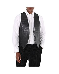 Roberto Cavalli Men's Black Crocodile Gilet Vest, Brand Size 48 (US Size 38)